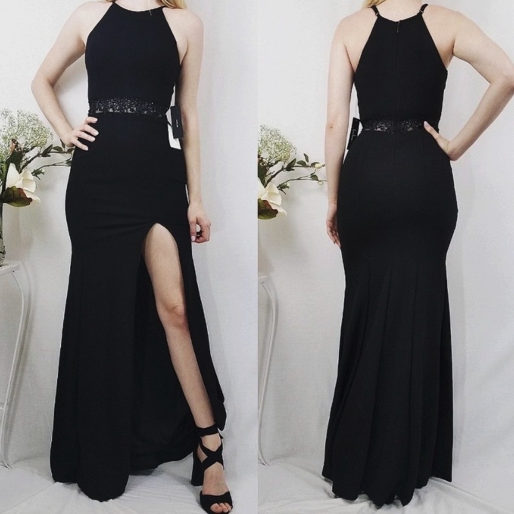 LULUS About Your Heart Black Beaded Maxi Dress NWT